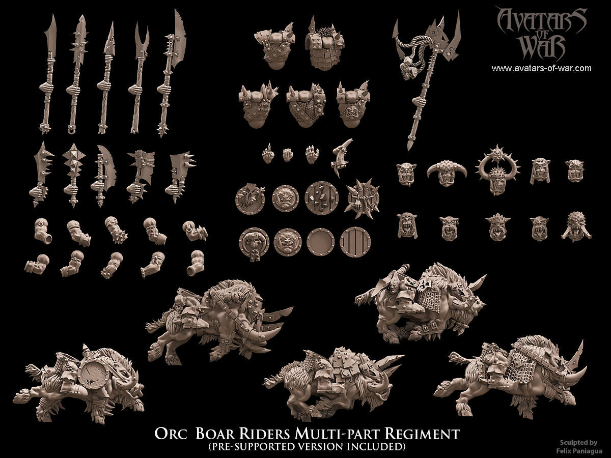 Orc Boar Riders (Multi-Part Regiment) by Avatars of War