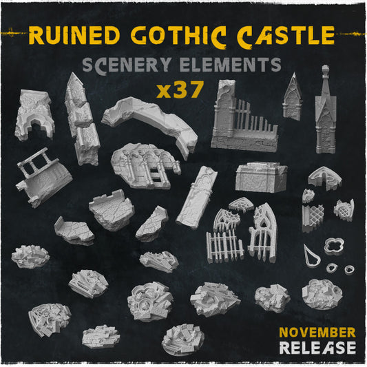 Ruined Gothic Castle Scenery Elements