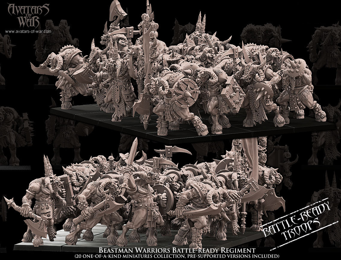 Beastmen Warriors (Battle-Ready Regiment) by Avatars of War