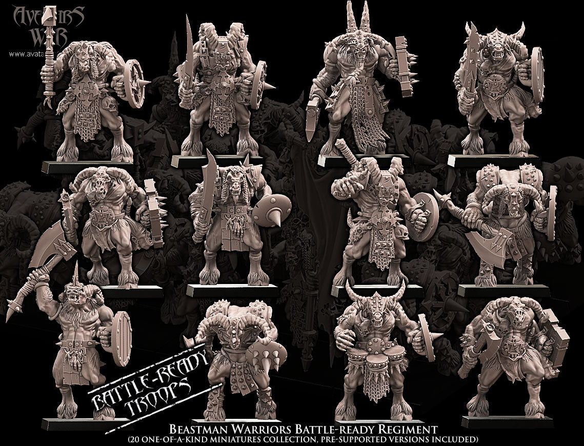 Beastmen Warriors (Battle-Ready Regiment) by Avatars of War