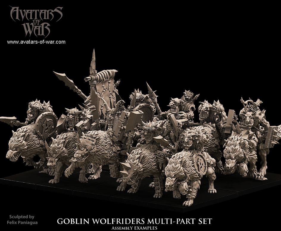 Goblin Wolf Riders (Multi-Part Regiment) by Avatars of War